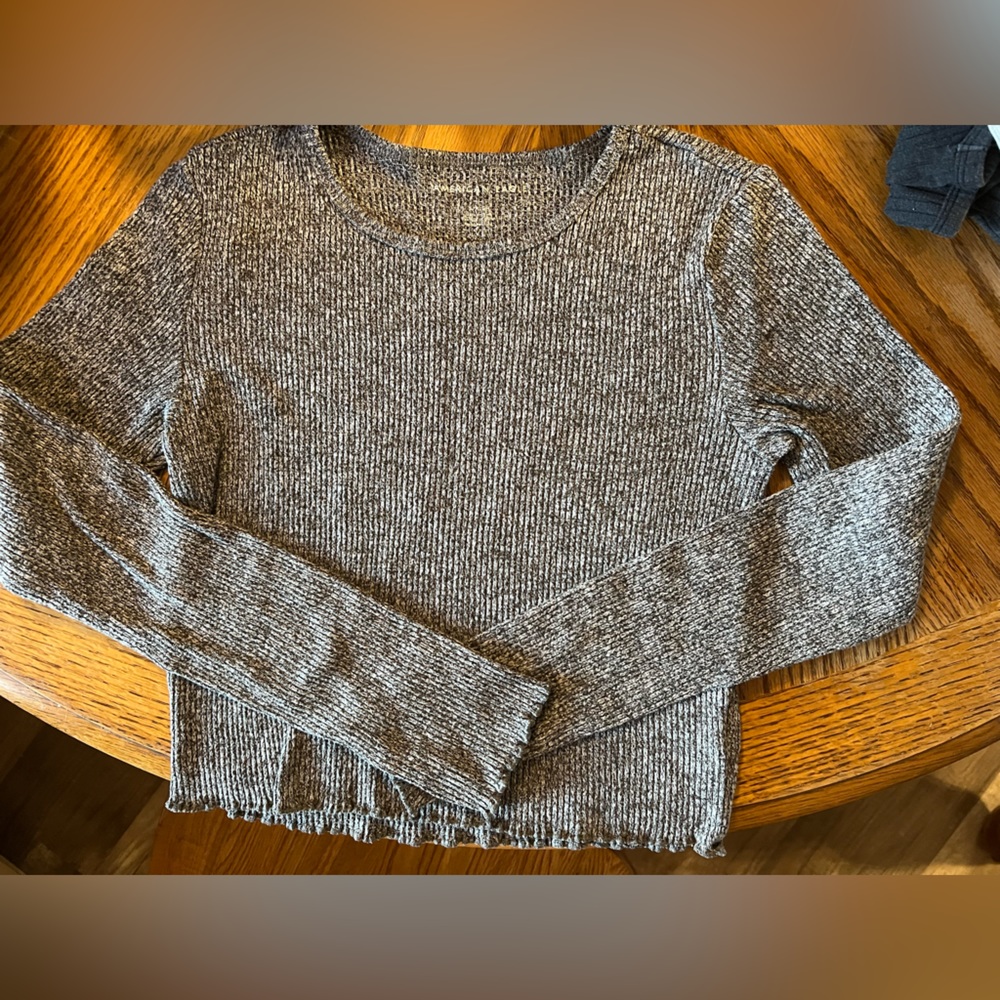 American Eagle Ribbed Long Sleeve Crop Size Small